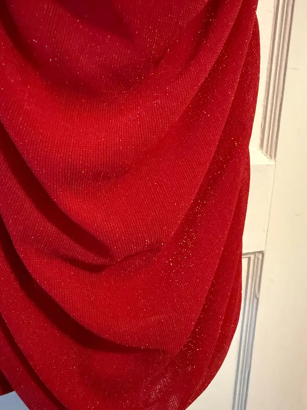 Red Ruched Bodycon Mini Dress Red Sparkle size Small - Picture 2 of 9